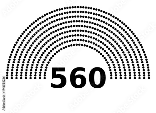 Hemicycle 560 seats - 9 rows