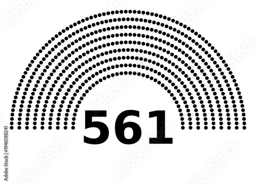 Hemicycle 561 seats - 9 rows
