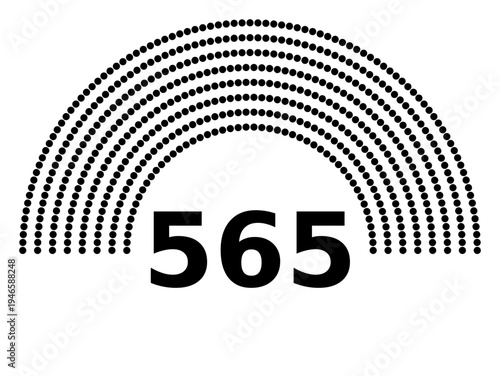 Hemicycle 565 seats - 8 rows