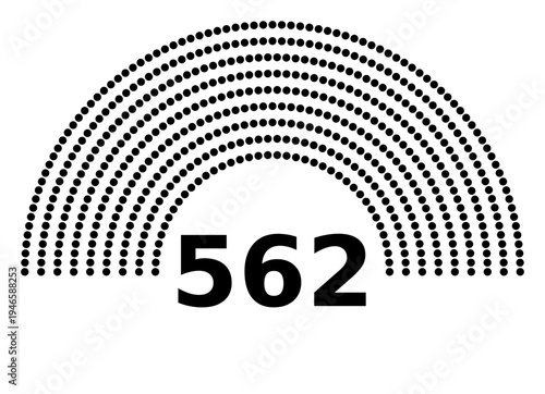 Hemicycle 562 seats - 9 rows