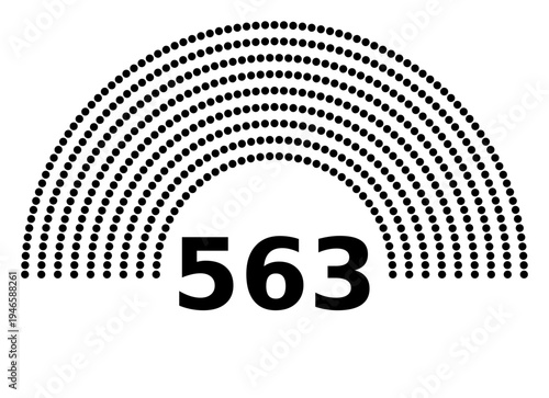 Hemicycle 563 seats - 9 rows
