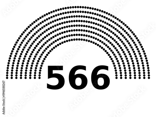 Hemicycle 566 seats - 8 rows