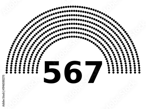 Hemicycle 567 seats - 8 rows