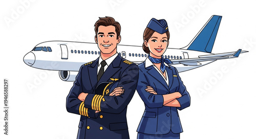 Airline pilot and female flight.