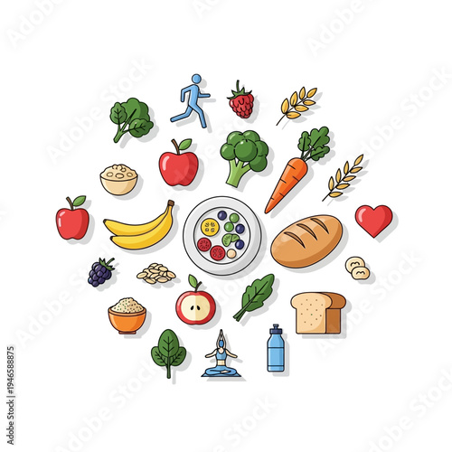 Healthy Food and Nutrition Concept Illustration.