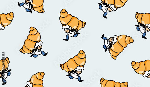 Cute croissant pattern background vector design