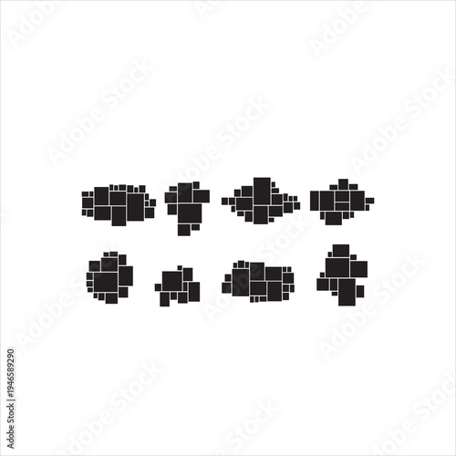  Photo frames collection. Frame for photo and pictures, photo collage. Puzzle mood board, branding presentation template creative vector set. Mosaic of photographs, montage isolated