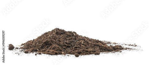 Fotografi pile peat moss soil and mound compost Isolated on a white background