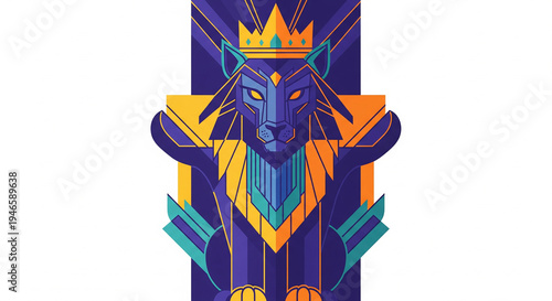 Geometric lion totem image
