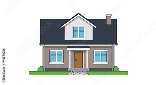 Charming animated dwelling featuring traditional architectural elements a cozy suburban home illustration perfect for various design projects a