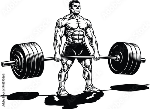 strong, bodybuilder, lifting, heavy, barbell, deadlift, gym, fitness, workout, powerlifting, strength, training, muscle, athlete, bodybuilding, silhouette, weightlifting, sport, exercise, illustration
