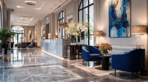 Elegant hotel reception showcases high-end decor and attention to detail