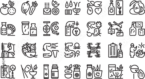 Collection of Hand Drawn Health and Wellness Icons