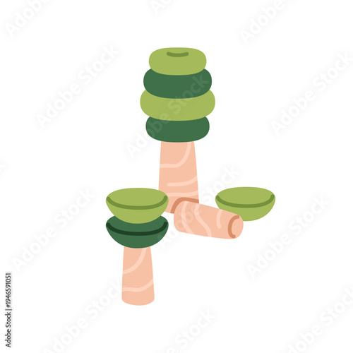 Montessori stacking toy. Wooden game, stacker for nursery and kindergarten baby play and development. Educational wood plaything for children. Flat vector illustration isolated on white background