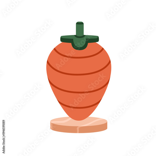 Stacking toy, wooden plaything for kindergarten kids, nursery baby. Strawberry shape stacker, wood game. Preschool Montessori play. Flat vector illustration isolated on white background