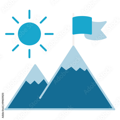 Mountain line + small flag