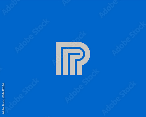 Creative double letter P monogram in modern geometric style. Minimal typographic vector logo for corporate branding, technology startups, consulting firms and contemporary business identity.
