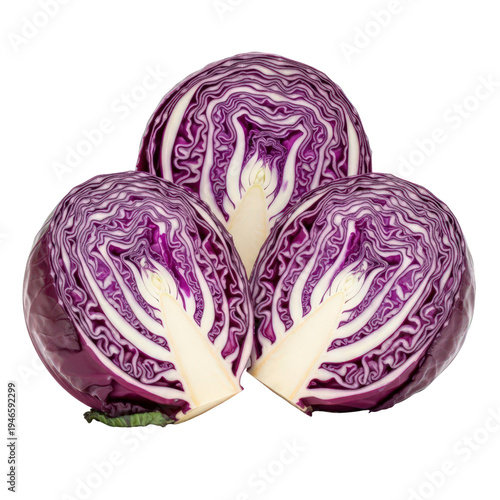 Halved red cabbages On Transparent Background