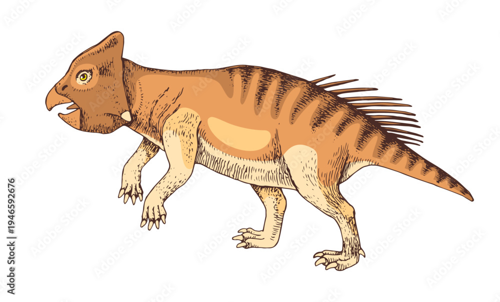 Fototapeta premium Leptoceratops dinosaur hand drawn vector