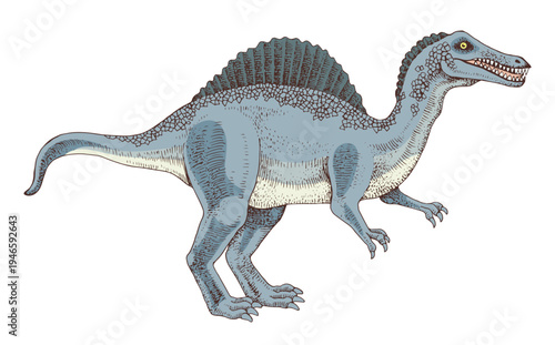 Spinosaurus dinosaur hand drawn vector