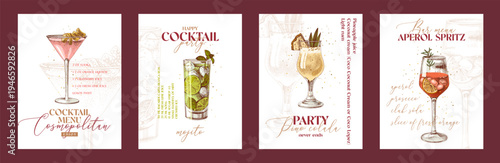 Cocktail menu for bar or restaurant