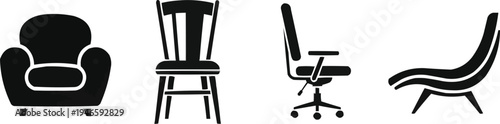 An armchair, a dining chair, an office chair, and a chaise lounge. They repeatedly asked for explanations, indicating that they wanted to know what each icon represented.
