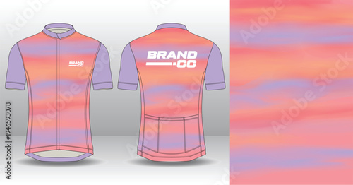 Professional cycling jersey template with modern geometric style for activewear