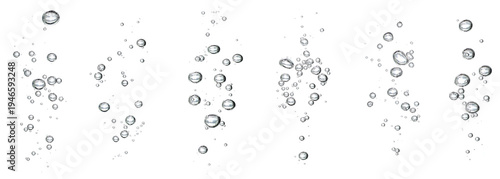 Collection black water bubble, oxygen air isolated on a white background. underwater clear liquid with bubbles flowing up to the water surface. drop air in water