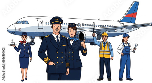 Airplane Crew and Ground Staff.