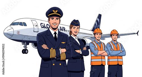 Airplane Crew and Ground Staff.