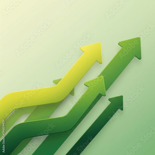 Green Arrows Ascending Upwards on Light Green Gradient Background