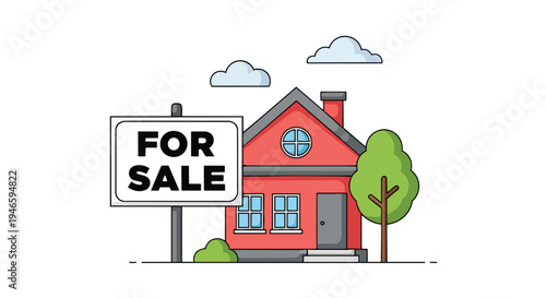 Charming animated red house with a clear 'For Sale' sign, representing residential property opportunities and the exciting journey toward new