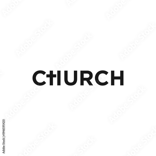 Modern Church Typography Logo Design with Integrated Christian Cross Symbol