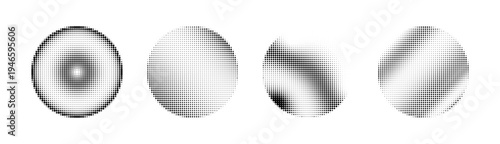 Set of abstract halftone dotted circles