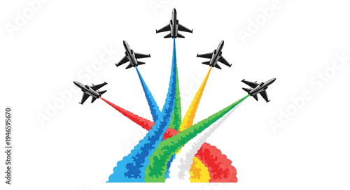 Airplanes Fly in Formation Rainbow.