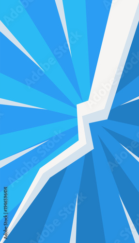 Abstract illustration of a sharp jagged crack breaking through a blue surface.