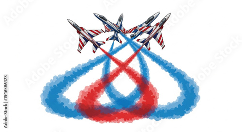 Airplanes perform aerobatic stunts.