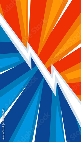 Dynamic Versus Battle Background with Lightning Bolt Split.