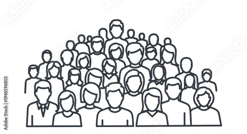 Illustration of a large diverse group of people standing together.