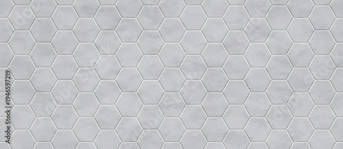 Marble hexagon tile floor pattern. Background of sidewalk, bathroom wall or kitchen backsplash with mosaic with old stone or ceramic texture. Gray hex tile seamless pattern, vector illustration
