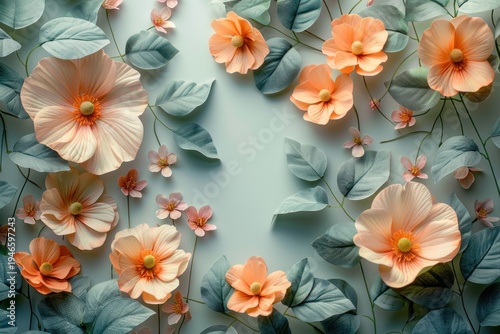 Floral botanical illustration collection with roses peonies cherry blossoms wildflowers leaves and elegant vintage floral designs Generative AI