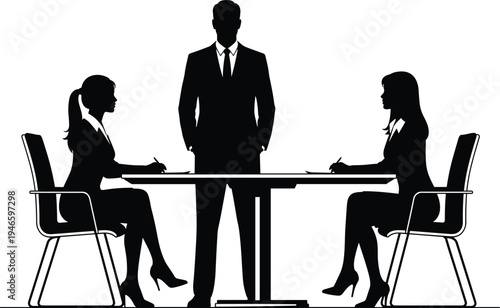 Side profile silhouettes of a man and woman standing back to back representing relationship conflict communication gap or gender identity