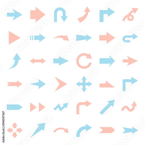 矢印のベクターイラストセット。アイコン、シンプル