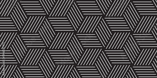 Abstract black minimal grid square line hexagons seamless hexagon polygonal pattern background vector. seamless bright white abstract honeycomb background.