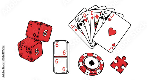 Wallpaper Mural Classic casino gaming elements depicted in a playful illustration style Torontodigital.ca