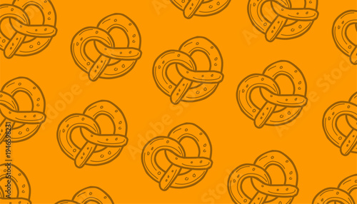doodle pretzel pattern. doodle bread slice pattern background. loaf bakery pattern. Minimal Doodle Vector Texture pretzel pattern