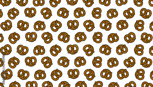 doodle pretzel pattern. doodle bread slice pattern background. loaf bakery pattern. Minimal Doodle Vector Texture pretzel pattern