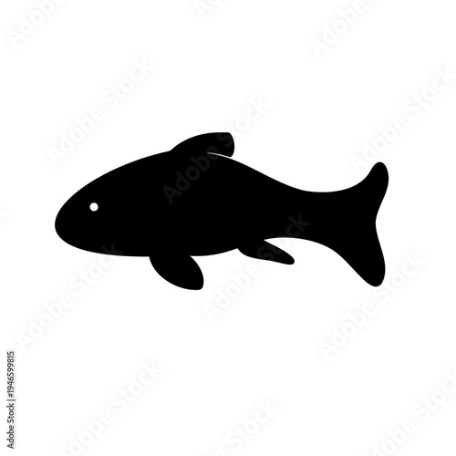 Simple black silhouette of a fish with rounded body and caudal fin