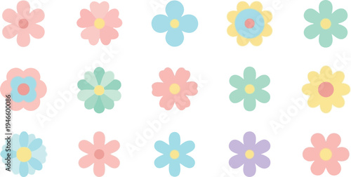 Colorful flower in pastel shades on white background flowers