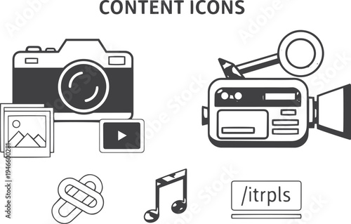 Multimedia Content Creator and Social Media Assets Icon Set